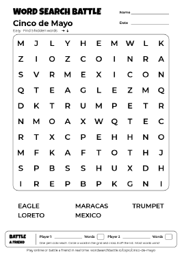 Printable Cinco de Mayo Word Search