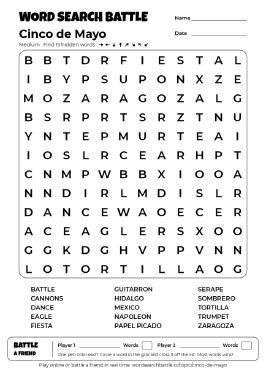 Printable Cinco de Mayo Word Search