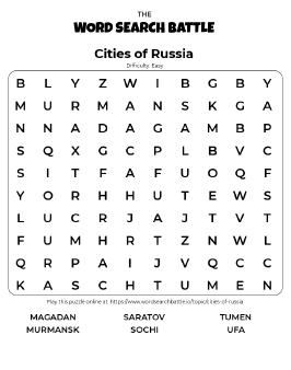 Printable Cities of Russia Word Search