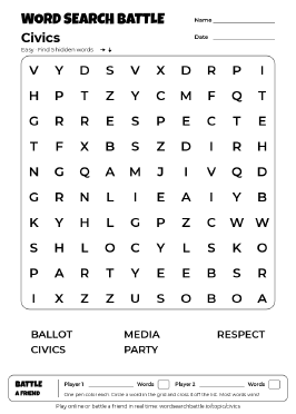 Printable Civics Word Search