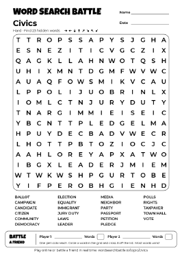 Printable Civics Word Search