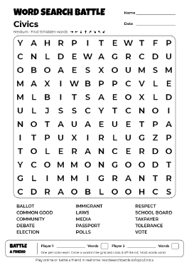 Printable Civics Word Search