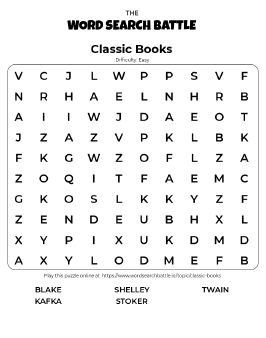 Printable Classic Books Word Search