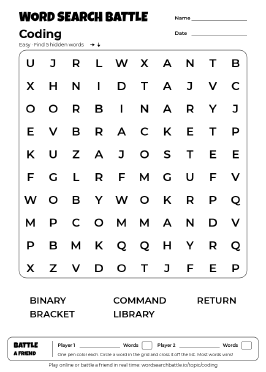 Printable Coding Word Search