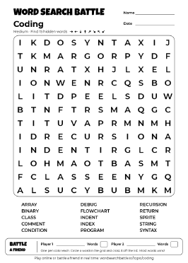 Printable Coding Word Search Preview