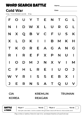 Printable Easy Cold War Word Search
