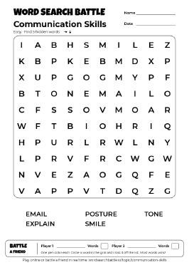 Printable Easy Communication Skills Word Search
