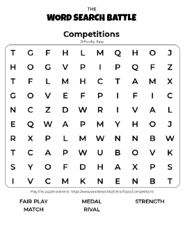 Printable Competitions Word Search