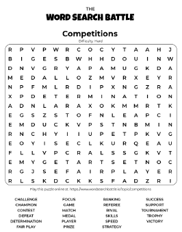 Printable Competitions Word Search