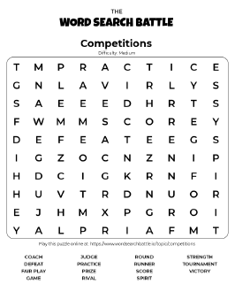 Printable Competitions Word Search