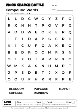Printable Compound Words Word Search