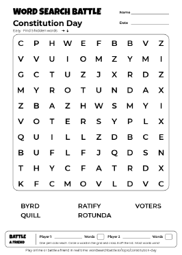 Printable Constitution Day Word Search