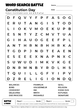 Printable Constitution Day Word Search