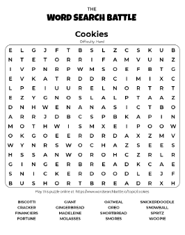 Printable Hard Cookies Word Search