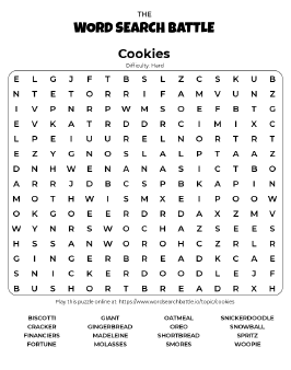 Printable Cookies Word Search