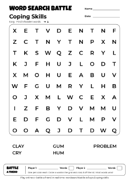 Printable Coping Skills Word Search
