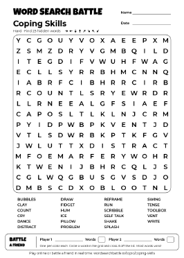 Printable Coping Skills Word Search
