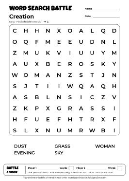 Printable Easy Creation Word Search