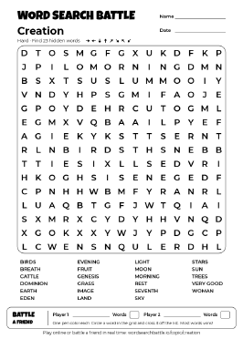 Printable Hard Creation Word Search
