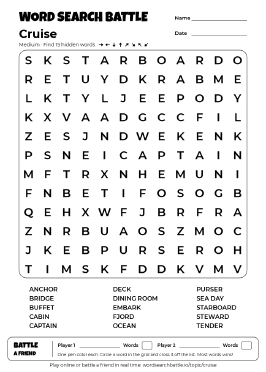 Printable Cruise Word Search