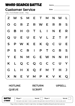 Printable Easy Customer Service Word Search
