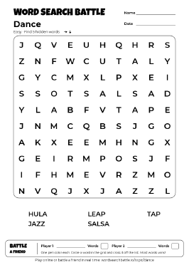 Printable Dance Word Search