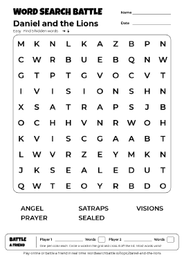 Printable Daniel and the Lions Word Search