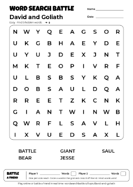 Printable David and Goliath Word Search