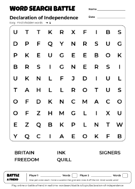 Printable Declaration of Independence Word Search