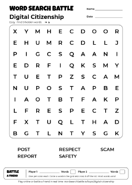Printable Digital Citizenship Word Search