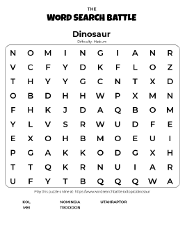 Printable Dinosaur Word Search Preview