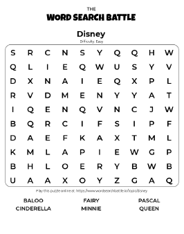 Printable Disney Word Search