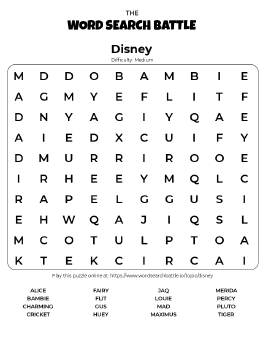 Printable Disney Word Search Preview