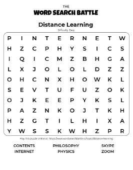 Printable Easy Distance Learning Word Search