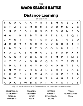 Printable Distance Learning Word Search