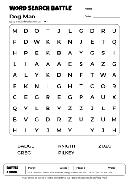 Printable Dog Man Word Search