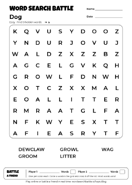 Printable Dog Word Search
