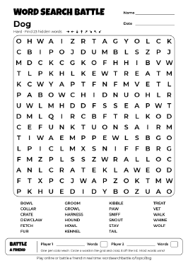 Printable Dog Word Search