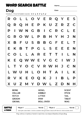 Printable Dog Word Search