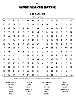 Printable Dr Seuss Word Search