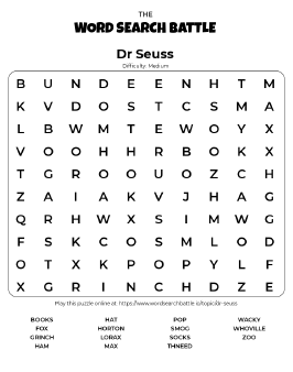 Printable Dr Seuss Word Search Printable Dr Seuss Word Search