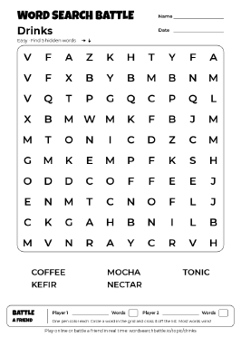 Printable Drinks Word Search