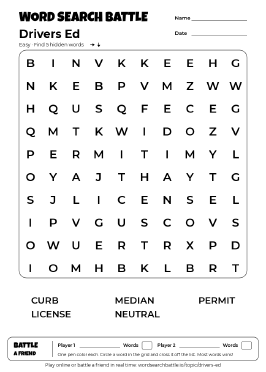 Printable Easy Drivers Ed Word Search