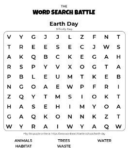 Printable Earth Day Word Search