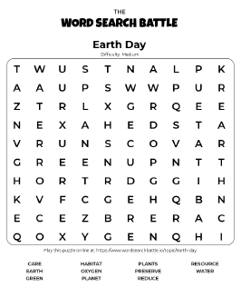 Printable Earth Day Word Search Printable Earth Day Word Search