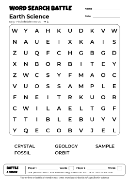 Printable Earth Science Word Search