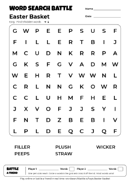 Printable Easy Easter Basket Word Search
