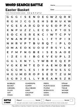 Printable Hard Easter Basket Word Search