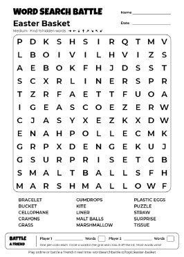 Printable Easter Basket Word Search Preview