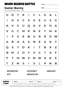 Printable Easter Bunny Word Search